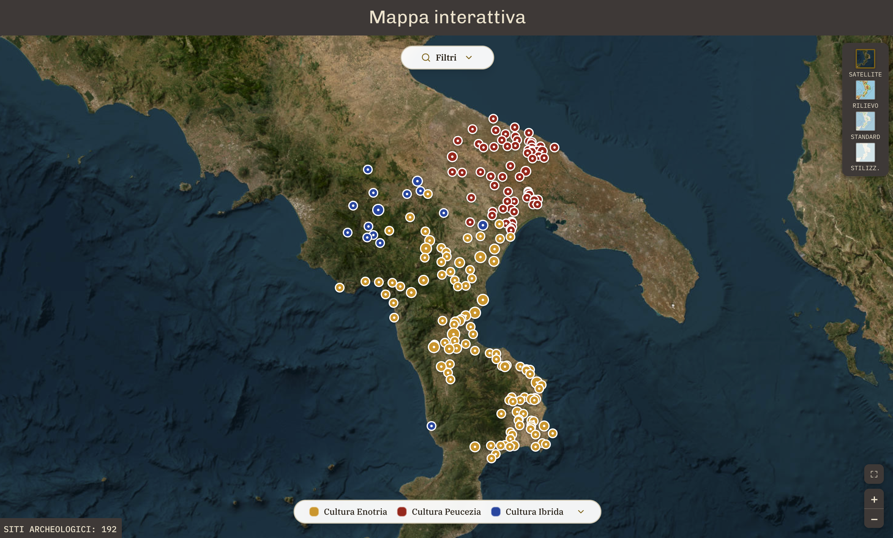 Screenshot della mappa interattiva